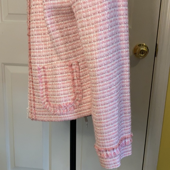 Women’s Blazer Size 12 apostrophe Pink Twead Jacket Purple Zipper in Front - Picture 11 of 14